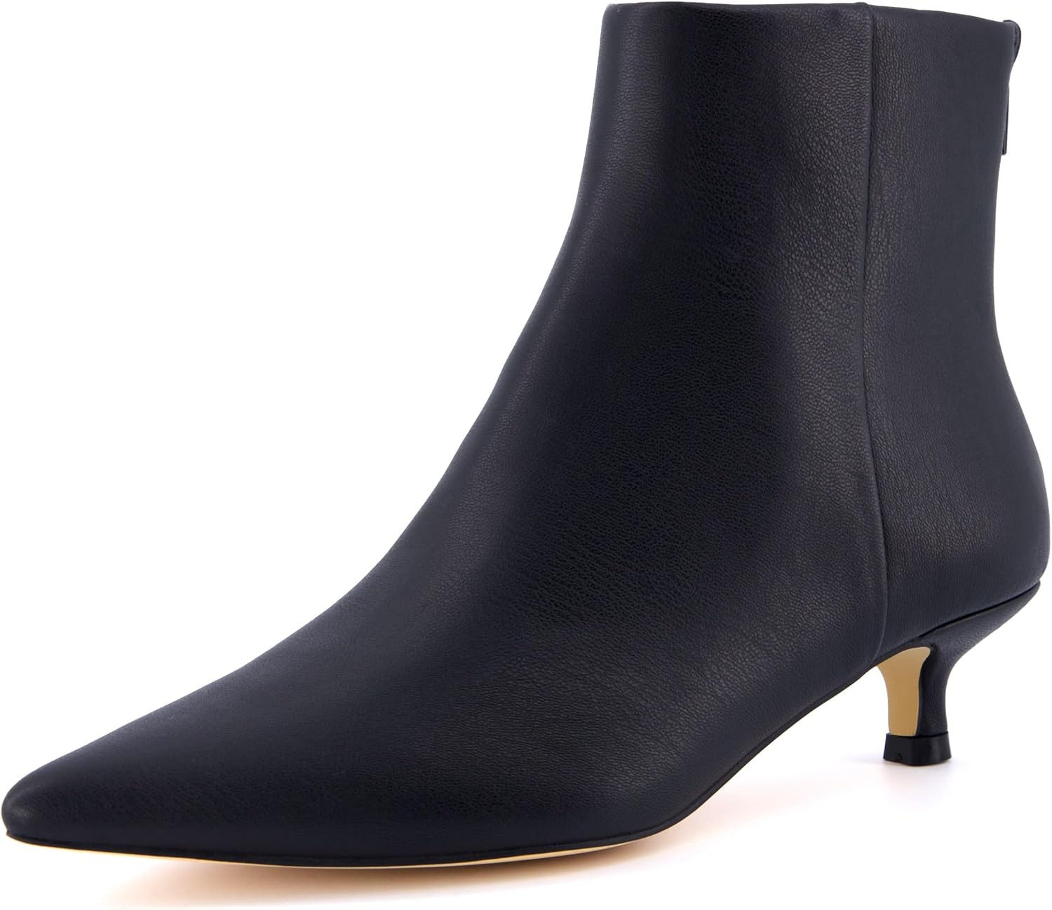 CUSHIONAIRE Women's Barbi Pointed Toe Kitten Heel Bootie – Soft Vegan Leather, Memory Foam, Wide Widths, and Back Zipper | Amazon (US)
