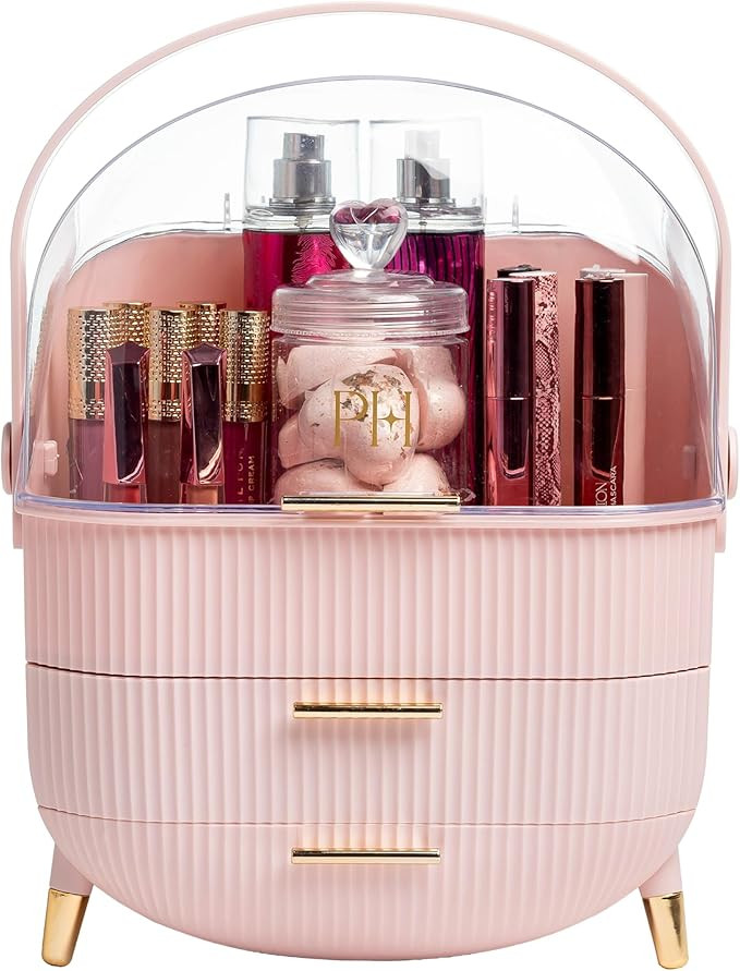 Paris Hilton Makeup Storage Organizer with Lid, Cosmetics and Skincare Organizer for Vanity, Port... | Amazon (US)
