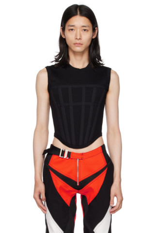 Dion Lee - Black Rib Corset Tank Top | SSENSE