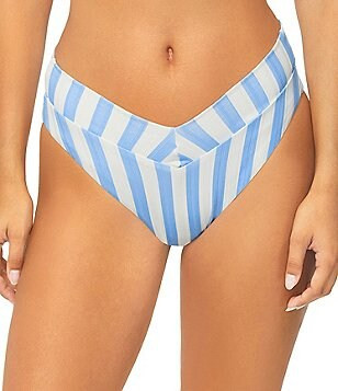Raisins Cabana Beach Selina Stripe Ribbed Texture V-Waist Hipster Swim Bottom | Dillard's | Dillard's