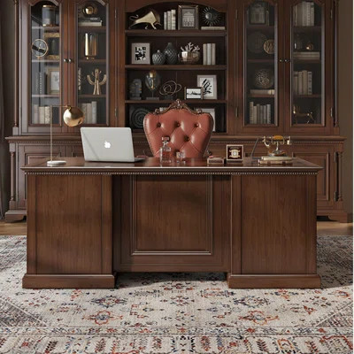 70.87"American solid wood brown office writing desk | Wayfair North America