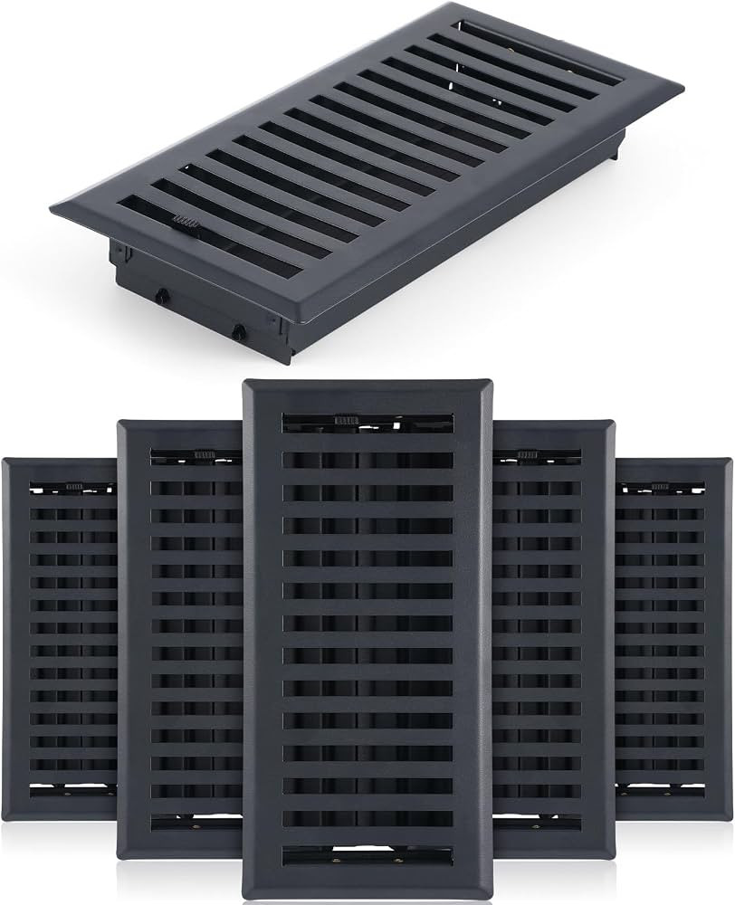 4 Pcs Floor Register 4" x 10" Black Vent Covers Heavy Duty Floor Register Metal Vent Covers with ... | Amazon (US)