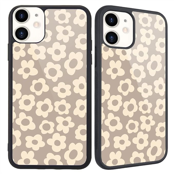 MAYCARI Compatible with iPhone 11 Case Brown Flower for Girls Women, Hard Back Cover with Cute Fl... | Amazon (US)