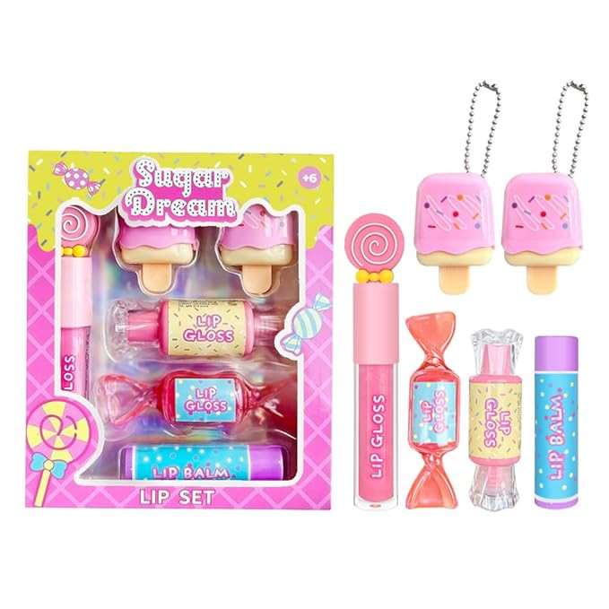M&U MAKE YOU UP MU 6pc Candy Sweet Lip Gloss Set for Kids - 1 Straight Stick, 2 Ice Cream and 2 C... | Amazon (US)
