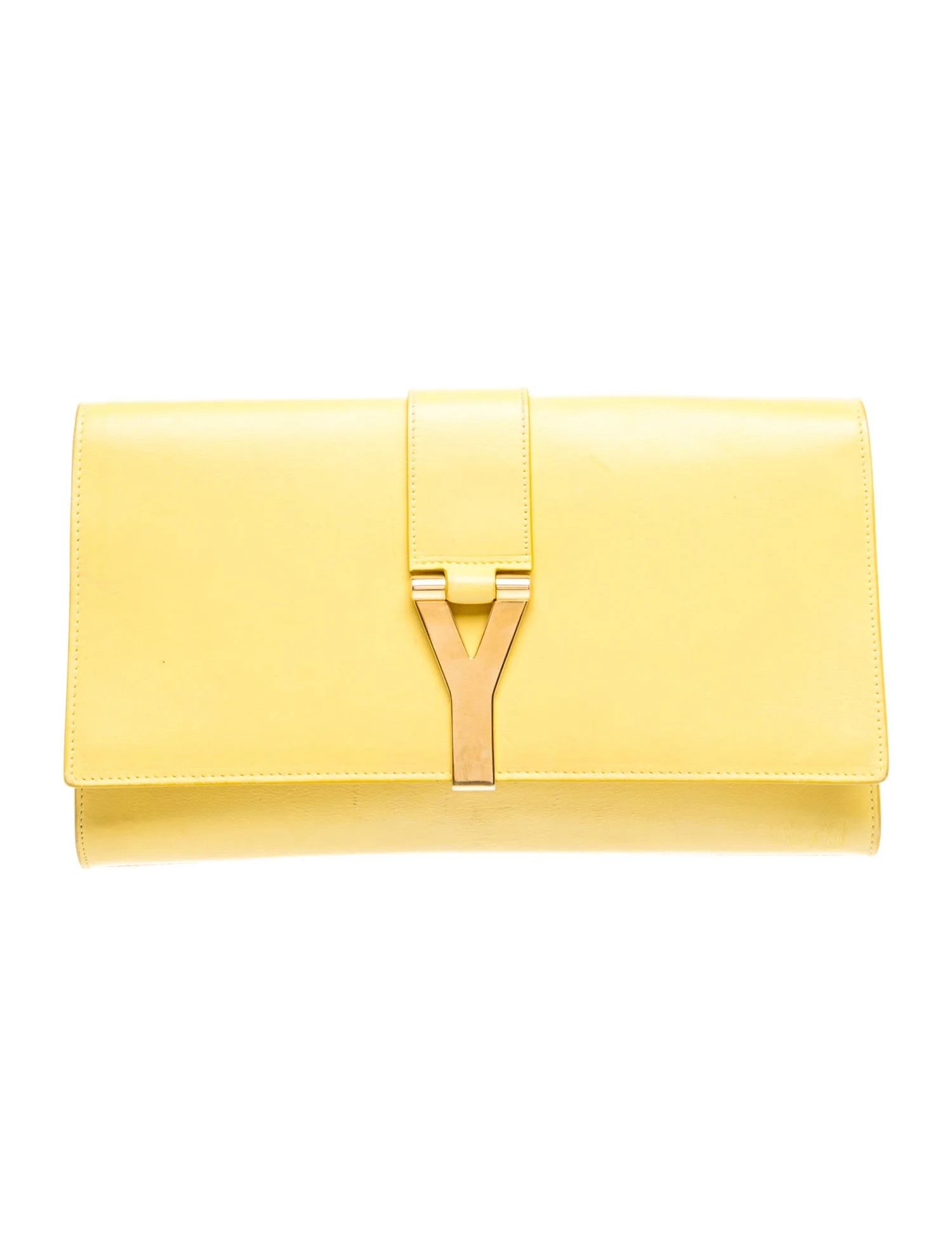Saint Laurent Leather Y Clutch - Yellow Clutches, Handbags - SNT473747 | The RealReal | The RealReal
