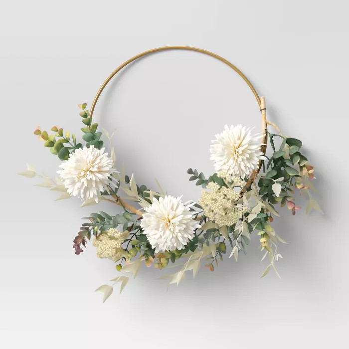 Fake Dried Greenery Wreath Green - Threshold™ | Target