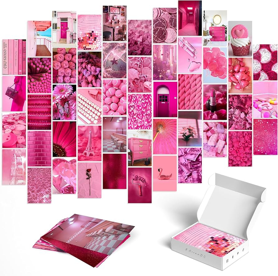 Y2K BOO Vibrant Pink Wall Collage Kit - 50pcs Aesthetic Posters for Room Decor, Perfect Dorm and ... | Amazon (US)