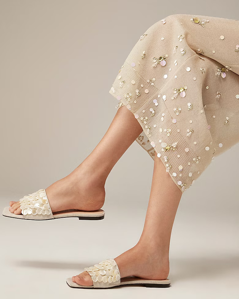 New Capri slide sandals with mother-of-pearl paillettes | J. Crew US