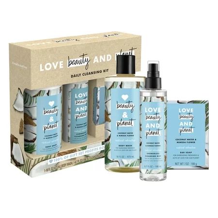 Love Beauty & Planet Daily Cleansing Gift Set, Coconut Water & Mimosa Flower, 3 Piece | Walmart (US)