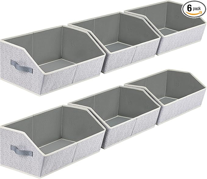 Closet Organizers Bins 6 Packs - Large Closet Shelf Organizer with Handles, Fabric Trapezoid Stor... | Amazon (US)