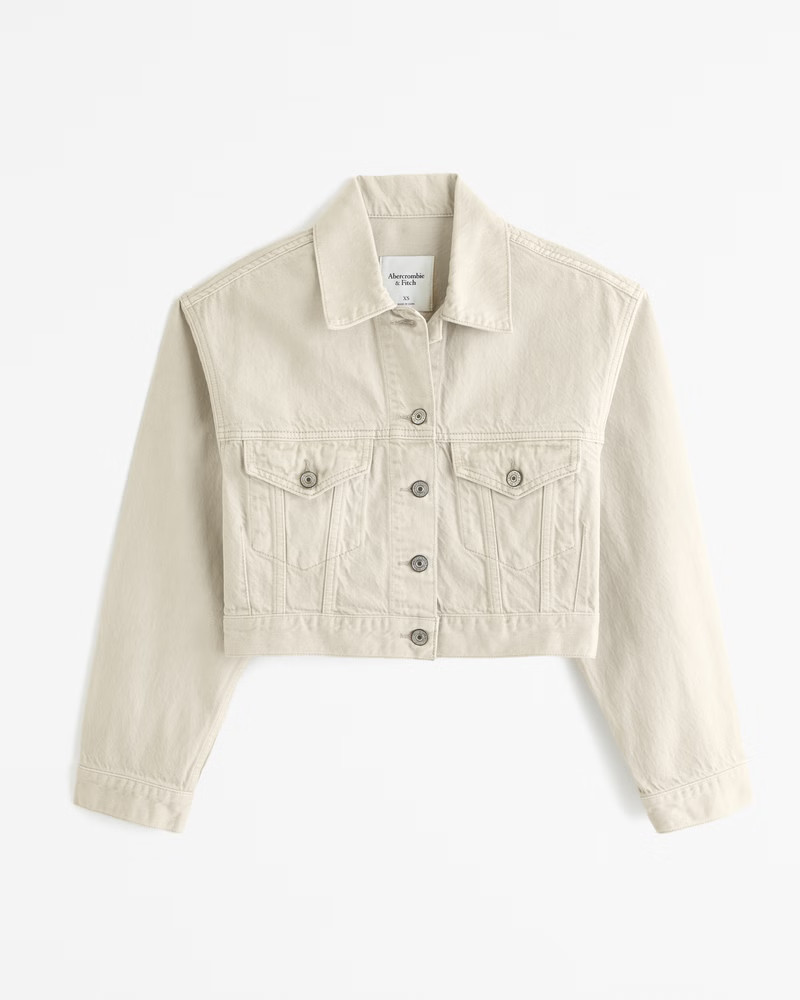Cropped Denim Trucker Jacket | Abercrombie & Fitch (US)