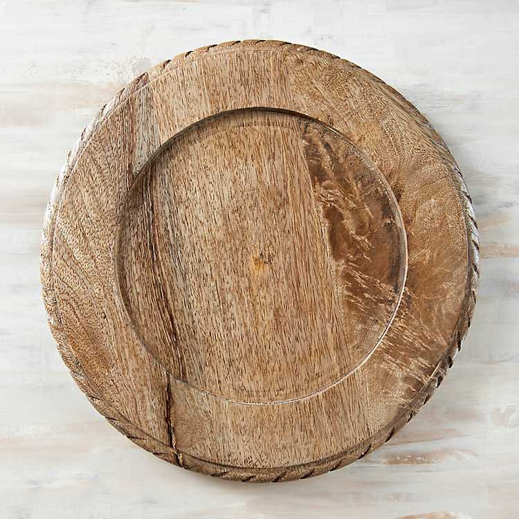 Mango Wood Braided Edge Charger | Kirkland's Home