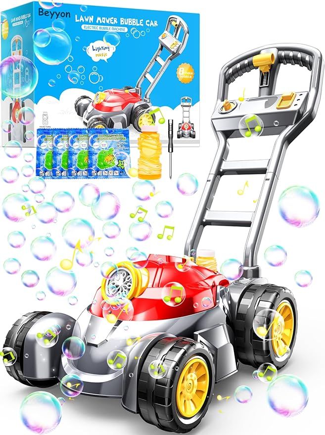 (Upgraded) Bubble Lawn Mower, BEYYON Red Lawn Mower Bubble Machine for Kids, Bubble Machine for T... | Amazon (US)