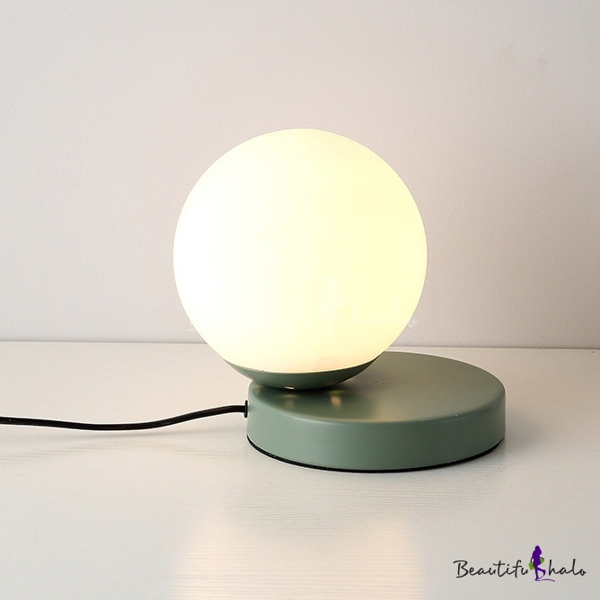 Macaron Colorful Sphere Table Lamp White Glass Single Light Desk Light for Children Room | Beautifulhalo.com