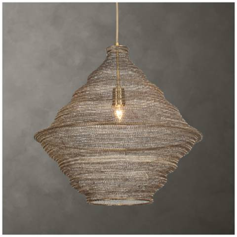 Uttermost Sigh 20" Wide 1 Lt Antique Brass Metal Pendant - #4644R | Lamps Plus | Lamps Plus