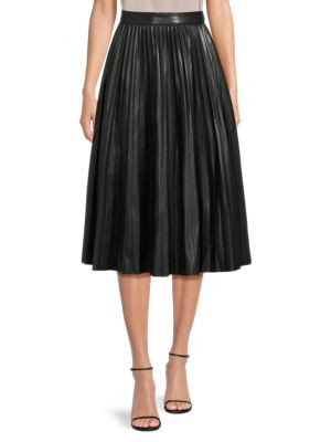 Pleated Faux Leather Midi-Skirt | Saks Fifth Avenue OFF 5TH