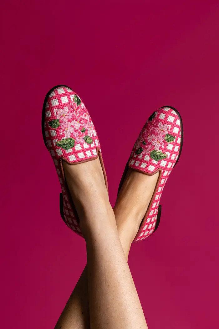 Needlepoint Checkered Hydrangea Flat (Women) | Nordstrom