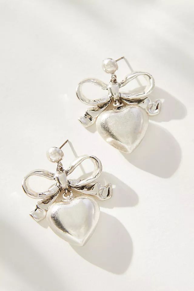 Clare V. Bow Heart Drop Earrings | Anthropologie (US)