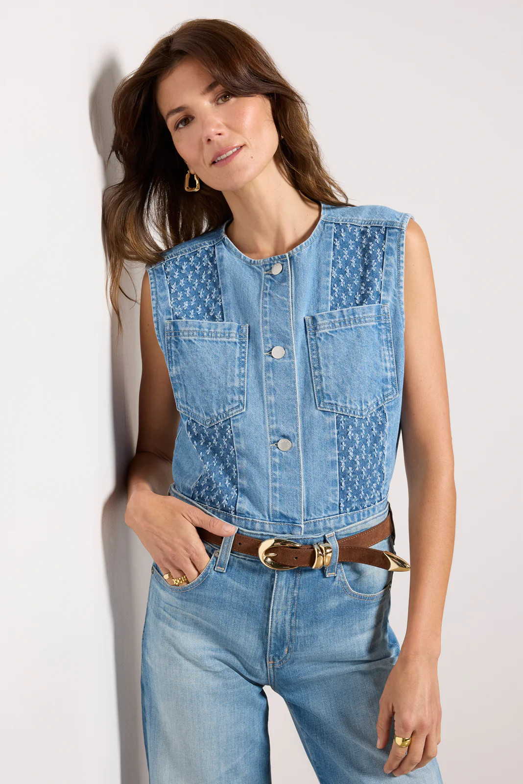 Greta Pieced Denim Vest | Evereve