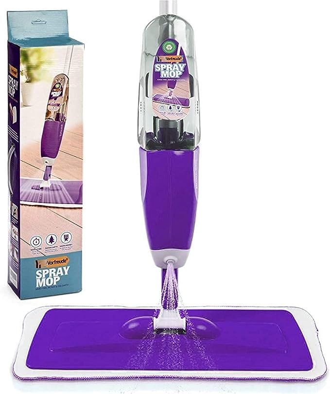 Vorfreude Floor Mop with Integrated Spray, Refillable 700ml Capacity Bottle and Reusable Microfib... | Amazon (US)
