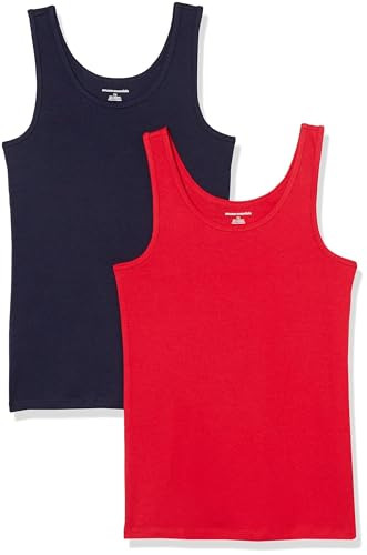 Amazon Essentials Women's Slim-Fit Ribbed Scoop Neck Tank Tops, Pack of 2 | Amazon (US)