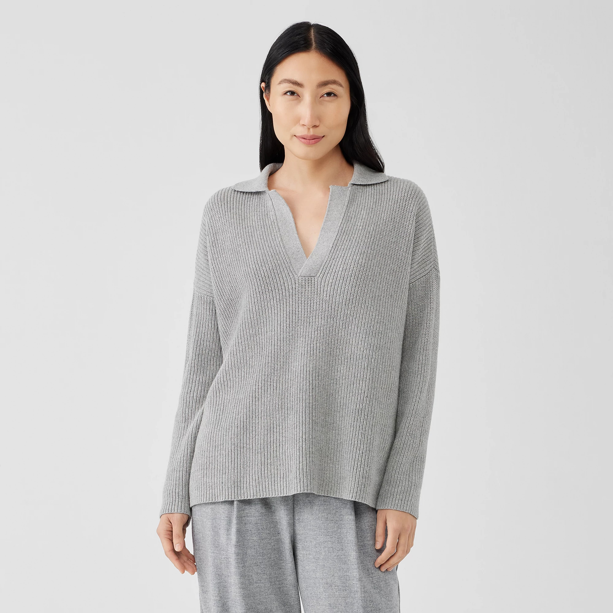 Cotton and Recycled Cashmere Top | Eileen Fisher