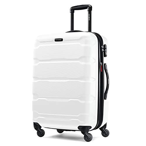 Samsonite Omni PC Hardside Expandable Luggage with Spinner Wheels, Checked-Medium 24-Inch, Black | Amazon (US)