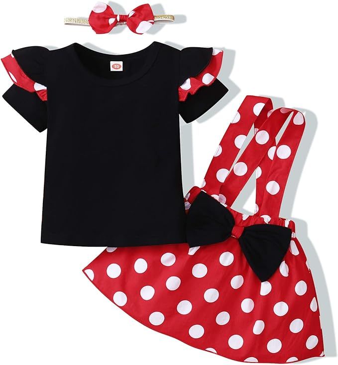 Newborn Baby Girl Clothes Toddler Short Sleeve Ruffle Romper Top Infant Skirt Set Little Girl Ove... | Amazon (US)