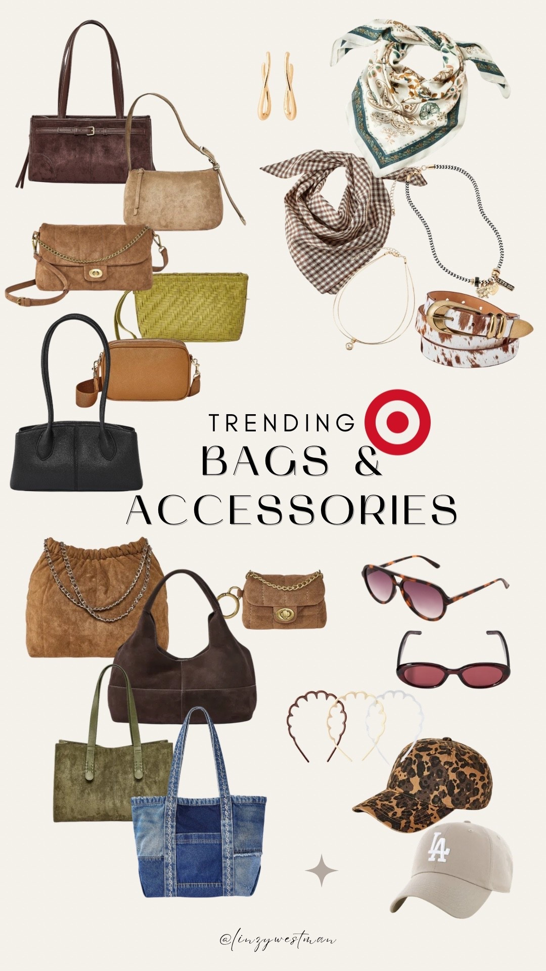 TARGET 🎯 Bags & Accessories.

The easiest way to make fall outfits feel new? Accessories 👜✨

Suede shoulder bags, a patchwork denim tote, silk scarves, cow print belts, and the cutest scalloped headbands.  All linked to shop!

#LTKootd #LTKgrwm #LTKSeasonal