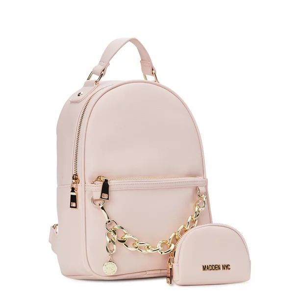 Madden NYC Women's Chain Accent Backpack with Removable Pouch Vintage Pink | Walmart (US)