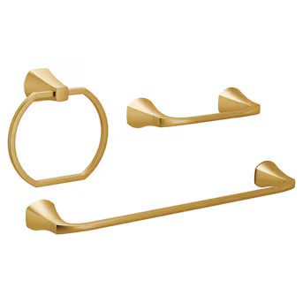 Moen 3-Piece Lindor Brushed Gold Decorative Bathroom Hardware Set with Towel Bar,Toilet Paper Hol... | Lowe's