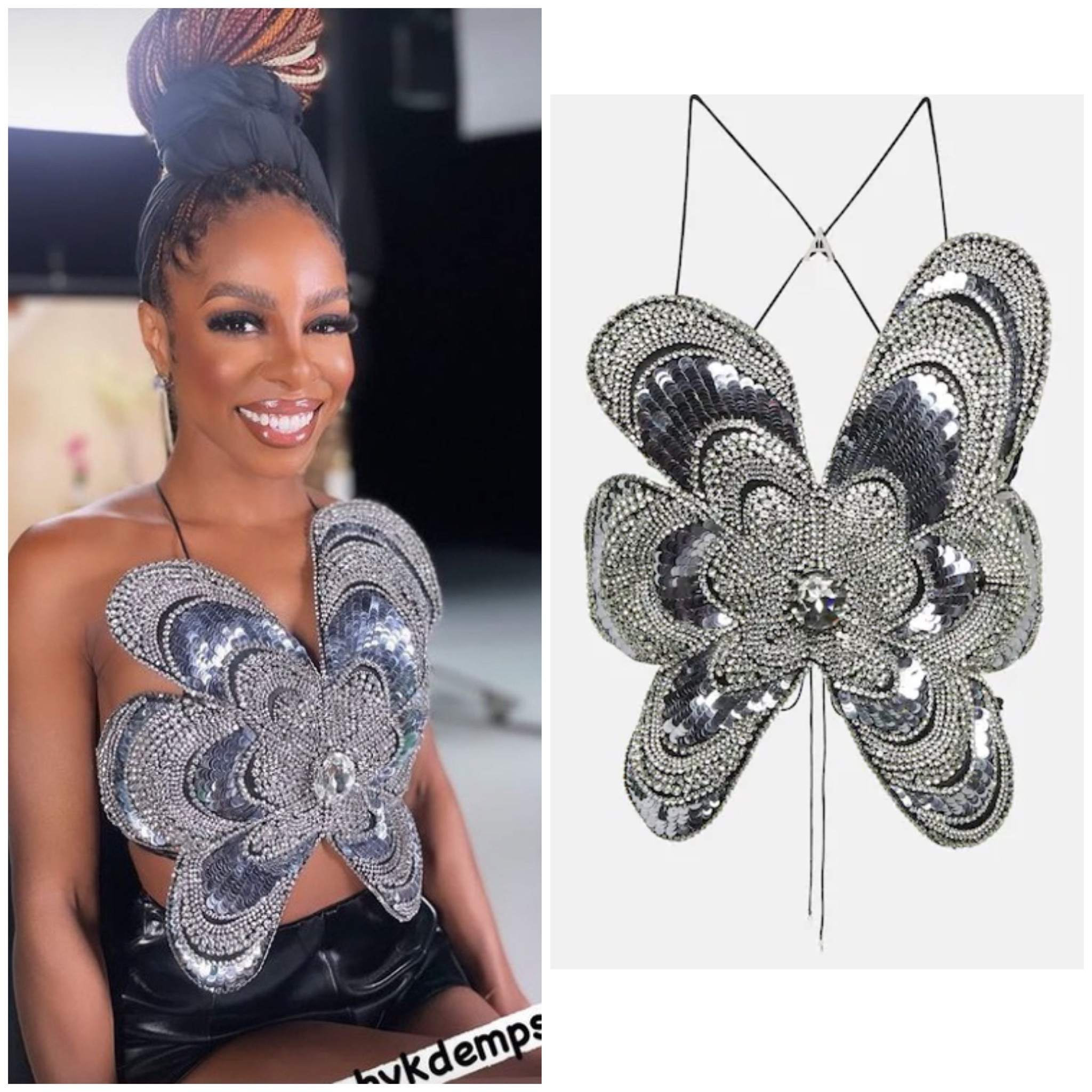 Candiace Dillard’s Silver Crystal Embellished Flower Top 📸 = @therealcandiace