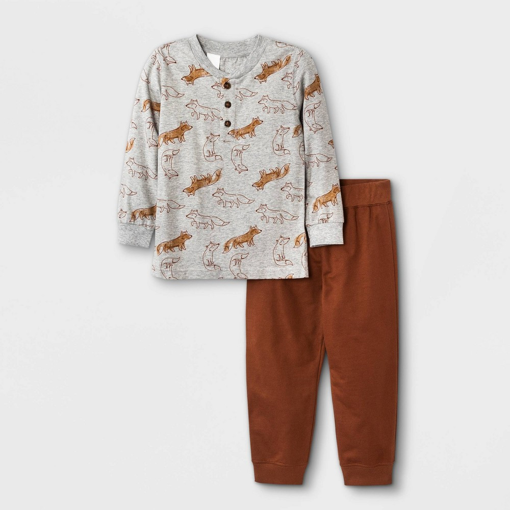 Toddler Boys' 2pc Long Sleeve 'Fox' Henley T-Shirt & Jogger Pants Set - Just One You® made by carter | Target