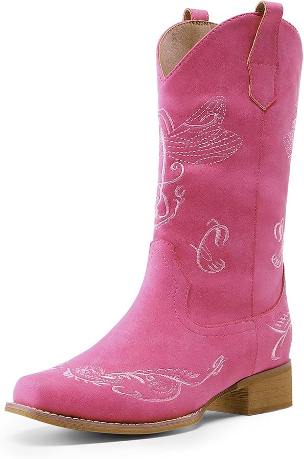 DREAM PAIRS Women's Cowboy Boots Mid Calf Cowgirl Boots Embroidery Stitched Square Toe Western Bo... | Amazon (US)