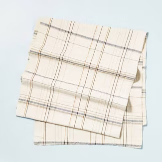Thin Stripe Plaid Woven Table Runner Blue/Natural - Hearth & Hand™ with Magnolia | Target