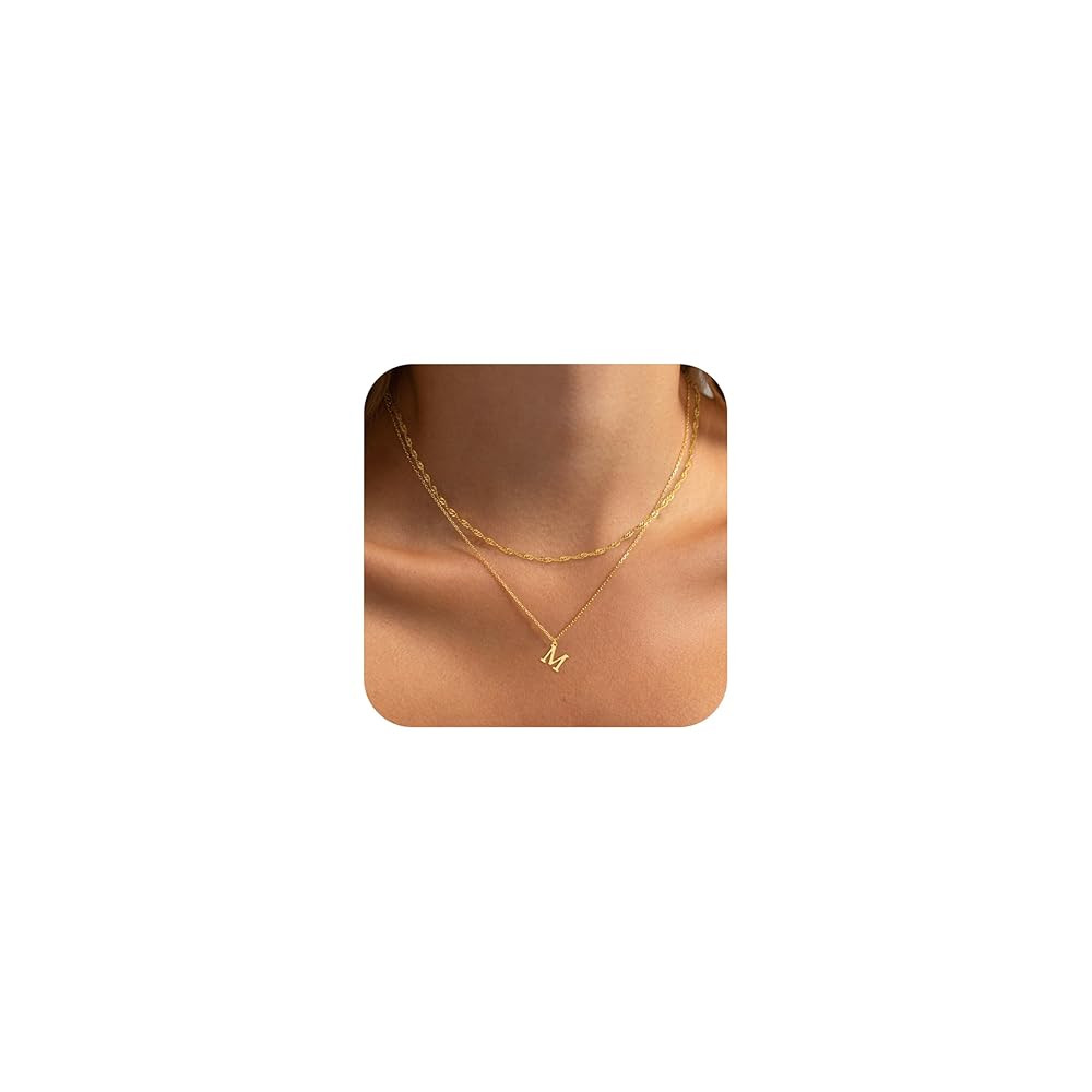 Gold Initial Necklaces for Women Dainty Layered Letter Pendant Necklace Cute Choker Necklace Teen... | Amazon (US)