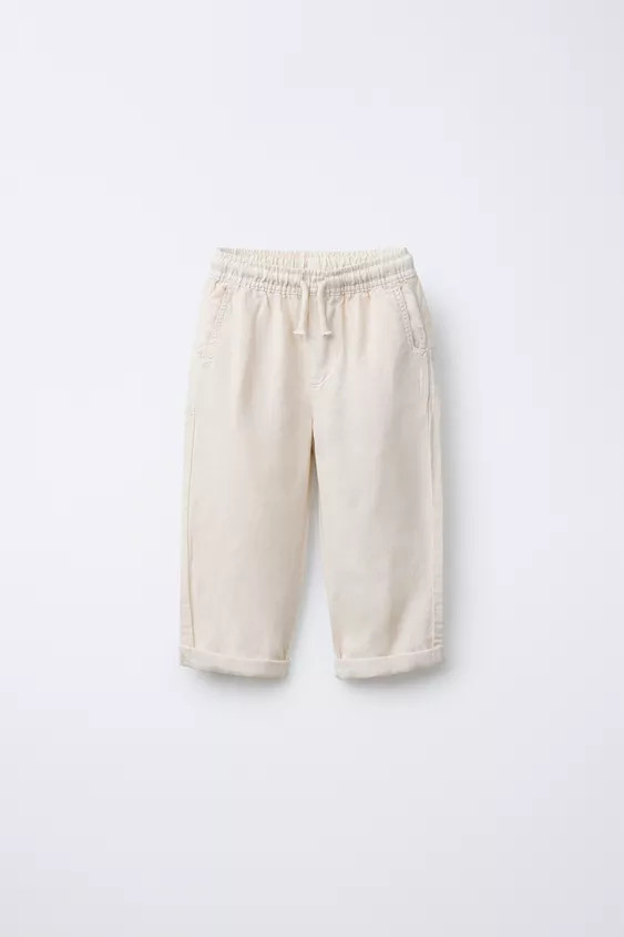 LINEN BLEND STRAIGHT TROUSERS | Zara UK