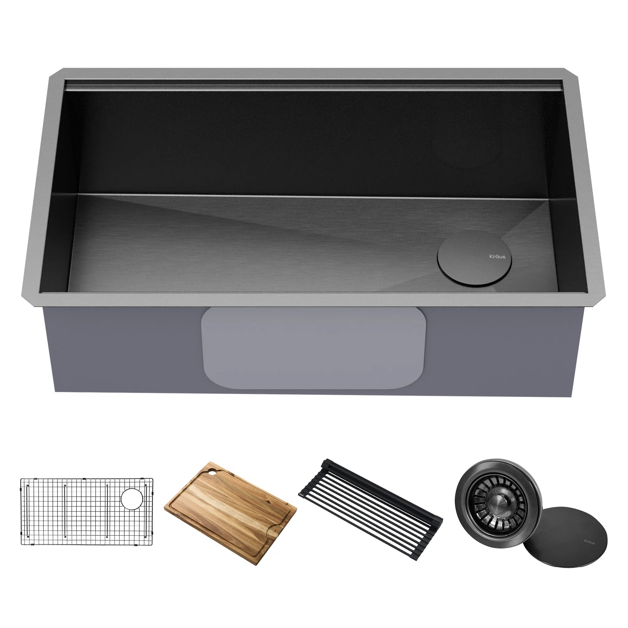 KRAUS Kore™ Workstation 32" L Undermount 16 Gauge Black Stainless Steel Single Bowl Kitchen Sin... | Wayfair North America