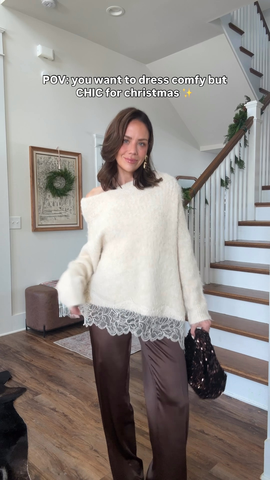 Comfy but chic Christmas outfit inspo. In S sweater XS pants. 

#LTKFindsUnder50 #LTKFindsUnder100 #LTKHoliday