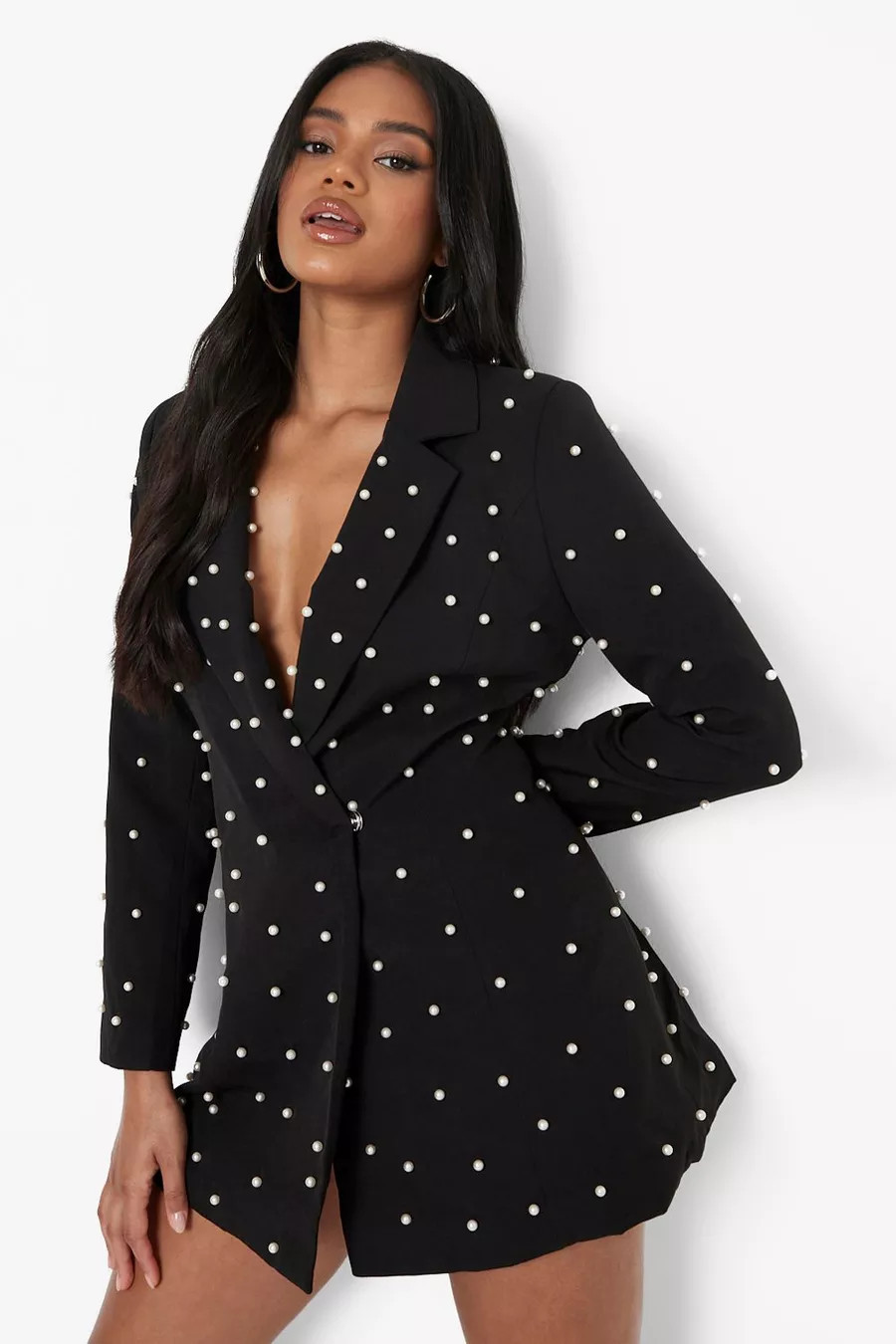 Petite Pearl Detail Blazer Dress | Boohoo.com (US & CA)