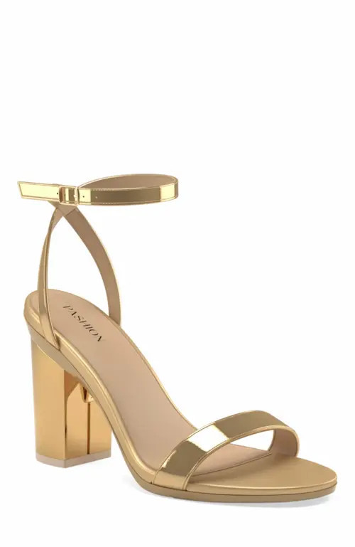 Pashion Footwear The Brenna 4"" Block in Gold at Nordstrom, Size 6.5 | Nordstrom
