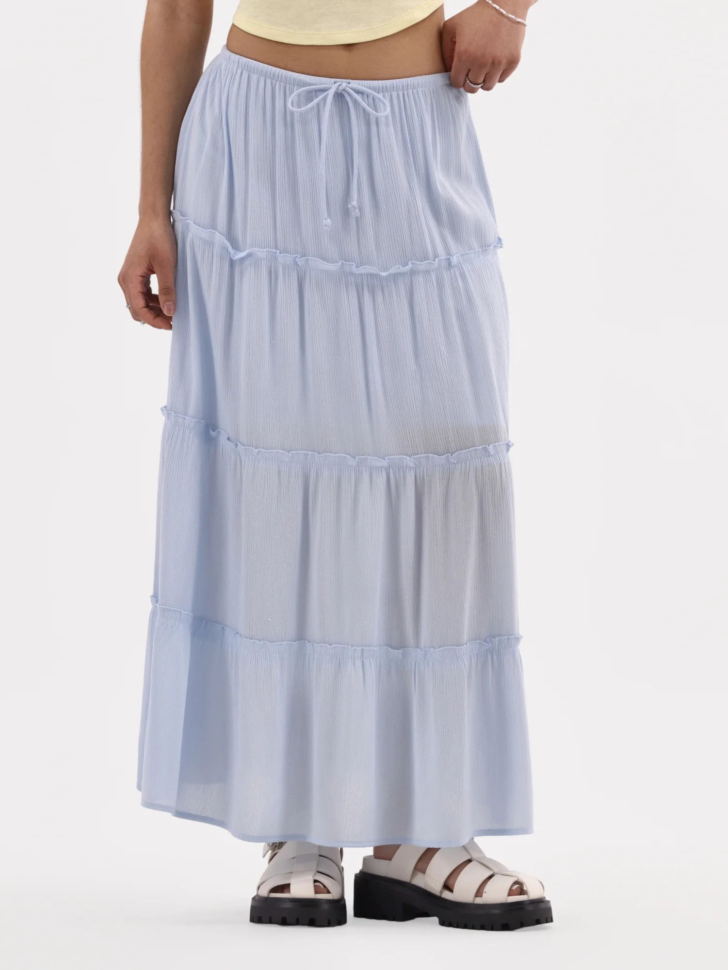 No Boundaries Tiered Maxi Skirt, Women's | Walmart (US)