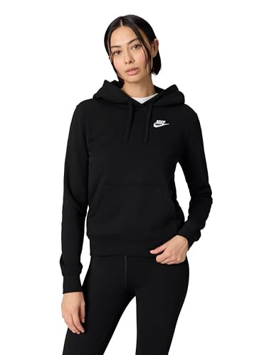 Nike Women's Sportswear Club Fleece Pullover Hoodie, Black/White, 2XL | Amazon (US)
