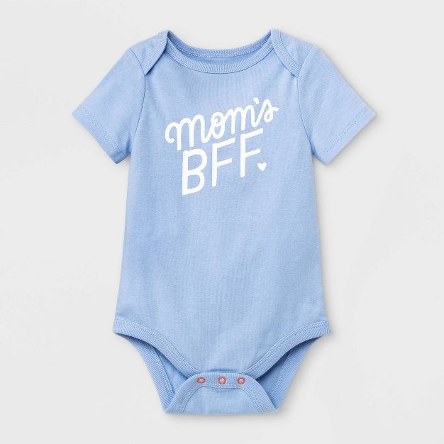 Baby Girls' 'Mom's BFF' Short Sleeve Bodysuit - Cat & Jack™ Periwinkle Blue | Target