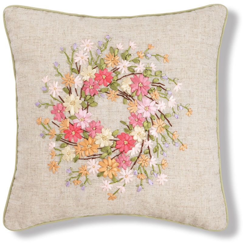C&F Home 16" x 16" Zinnia Easter Wreath Spring Throw Pillow | Target