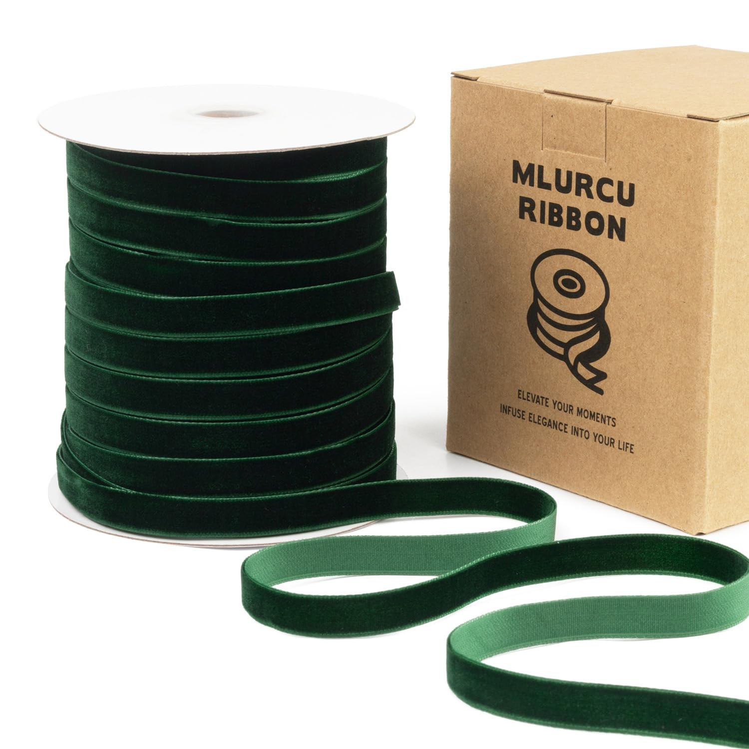 Dark Green Velvet Ribbon 3/8 Inch 50 Yards Vintage Thin Green Velvet Ribbon for Christmas Tree Or... | Amazon (US)