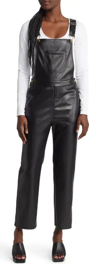 Modern Charm Faux Leather Overalls | Nordstrom