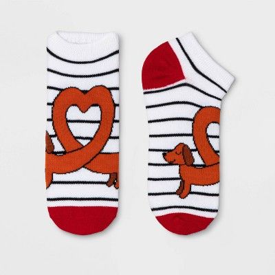 Women's Puppy Love Valentine's Day Low Cut Socks - Ivory One Size | Target