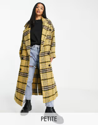 Topshop Petite smart yellow checked coat | ASOS (Global)