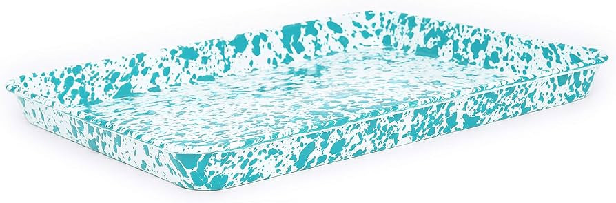 Enamelware Jelly Roll Pan, 16.25 x 12.5 inches, Turquoise/White Splatter | Amazon (US)